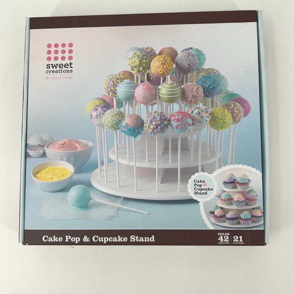 Sweet Creations by Good Cook Cake Pop and Cupcake Stand 3 Tier White Plastic